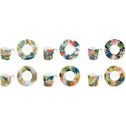 Ensemble de 6 tasses à espresso de 100 ml avec soucoupes TROPICAL VIBES