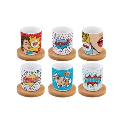 Ensemble de 6 tasses à espresso de 100 ml avec soucoupesPOP ART