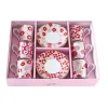 Ensemble de 6 tasses à espresso avec soucoupes , 110 ml FLOWER POWER PINK