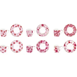 Ensemble de 6 tasses à espresso avec soucoupes , 110 ml FLOWER POWER PINK
