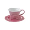Ensemble de 6 tasses à petit-déjeuner de 400 ml avec soucoupes en porcelaineDEEP PINK