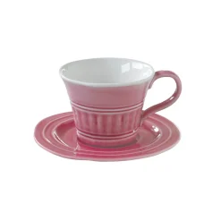 Ensemble de 6 tasses à petit-déjeuner de 400 ml avec soucoupes en porcelaineDEEP PINK