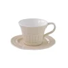 Ensemble de 6 tasses à petit-déjeuner de 400 ml avec soucoupes en porcelaine BEIGE