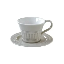 Ensemble de 6 tasses à petit-déjeuner de 400 ml avec soucoupes en porcelaineLIGHT GREY