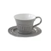Ensemble de 6 tasses à petit-déjeuner de 400 ml avec soucoupes en porcelaine DEEP GREY