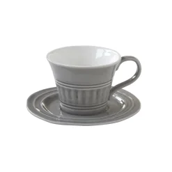 Ensemble de 6 tasses à petit-déjeuner de 400 ml avec soucoupes en porcelaine DEEP GREY