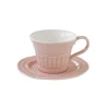 Ensemble de 6 tasses à petit-déjeuner de 400 ml avec soucoupes en porcelaine LIGHT PINK