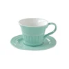 Ensemble de 6 tasses à petit-déjeuner de 400 ml avec soucoupes en porcelaine AQUA