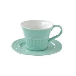Ensemble de 6 tasses à petit-déjeuner de 400 ml avec soucoupes en porcelaine AQUA