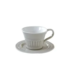 Ensemble de 6 tasses à thé de 250 ml avec soucoupes en porcelaineLIGHT GREY