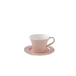 Ensemble de 6 tasses à thé de 120 ml avec soucoupes en porcelaine AQUA LIGHT PINK