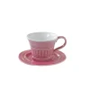 Ensemble de 6 tasses à thé de 250 ml avec soucoupes en porcelaine DEEP PINK