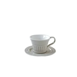 Ensemble de 6 tasses à thé de 120 ml avec soucoupes en porcelaine AQUA LIGHT GREY
