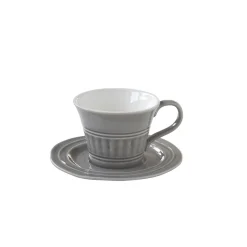 Ensemble de 6 tasses à thé de 250 ml avec soucoupes en porcelaine DEEP GREY