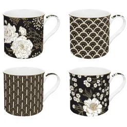 Ensemble de 4 tasses ART DECO & FLOWERS