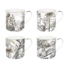 Ensemble de 4 tasses assorties de 300 ml en porcelaine fine china RETRO JUNGLE