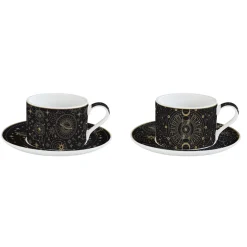 Ensemble de 2 tasses de 240 ml avec soucoupes en porcelaine, dans une boîte cadeau CELESTIAL