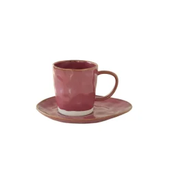 Ensemble de 6 tasses de 250 ml avec soucoupes en porcelaine INTERIORS BURGUNDY