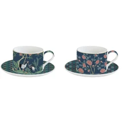 Ensemble de 2 tasses de 240 ml avec soucoupes en porcelaine, dans une boîte cadeau MANDALAY