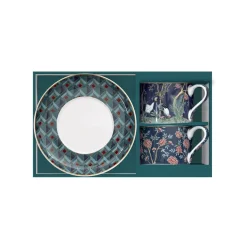 Ensemble de 2 tasses de 240 ml avec soucoupes en porcelaine, dans une boîte cadeau MANDALAY