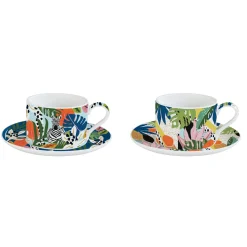 Ensemble de 2 tasses de 240 ml avec soucoupes TROPICAL VIBES