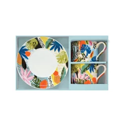 Ensemble de 2 tasses de 240 ml avec soucoupes TROPICAL VIBES