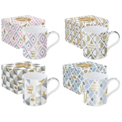 Ensemble de 4 tasses en porcelaine de 350 ml avec décors assortis SHINE & COLOUR WINTER SEASON