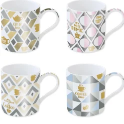 Ensemble de 4 tasses en porcelaine de 350 ml avec décors assortis SHINE & COLOUR COFFEE