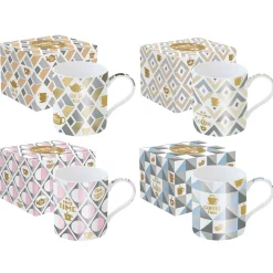 Ensemble de 4 tasses en porcelaine de 350 ml avec décors assortis SHINE & COLOUR COFFEE