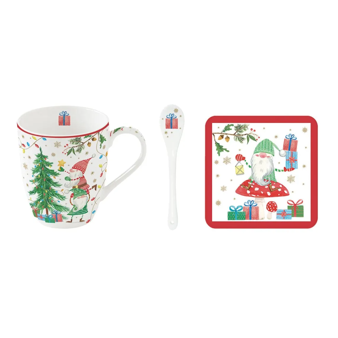 Ensemble de mug avec cuillère et sous-verre Ready For CHRISTMAS