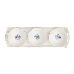 Ensemble plateau 33,5×11 cm avec 3 bols Ø 10 cm en porcelaine ELEGANCE