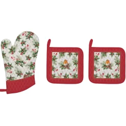 Ensemble textile de cuisine – 1 gant et 2 maniques CHRISTMAS BERRIES