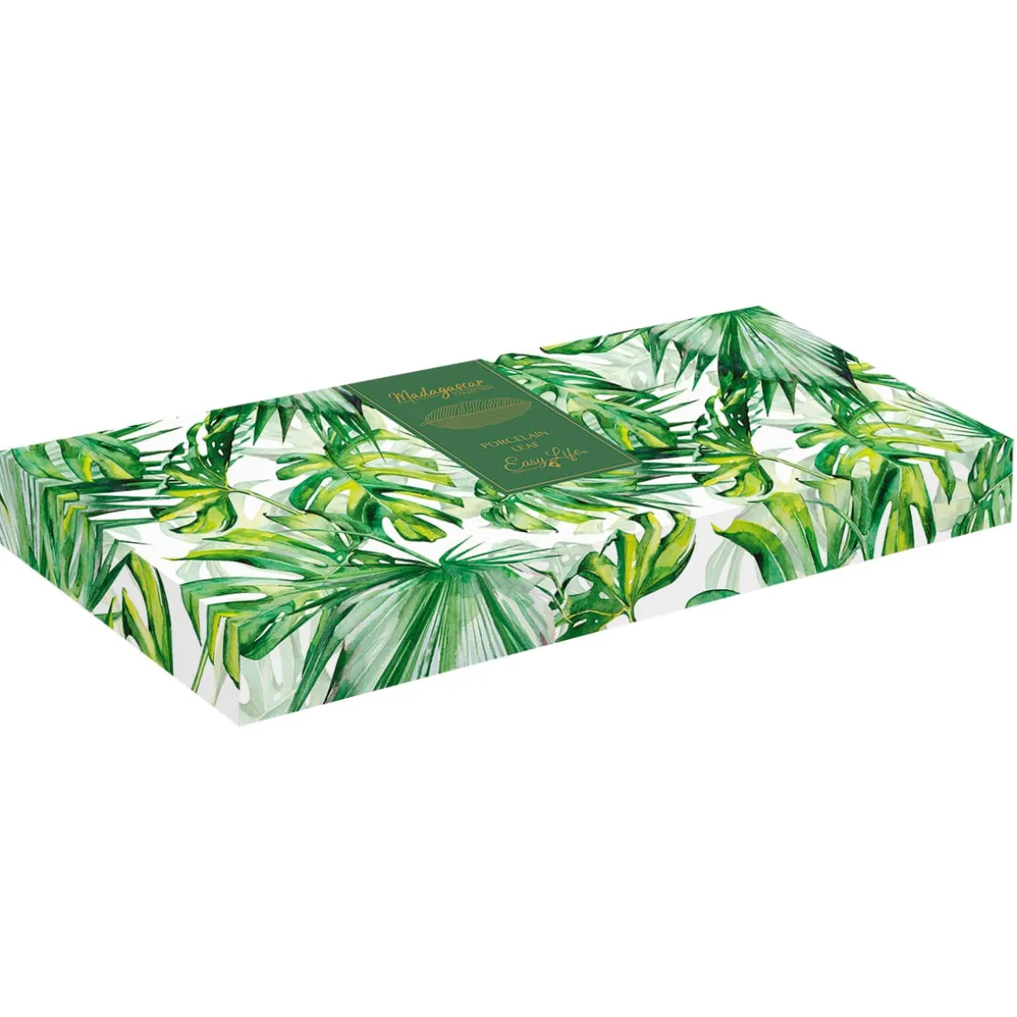 Feuille en porcelaine 47×19 cm TROPICAL LEAVES GREEN