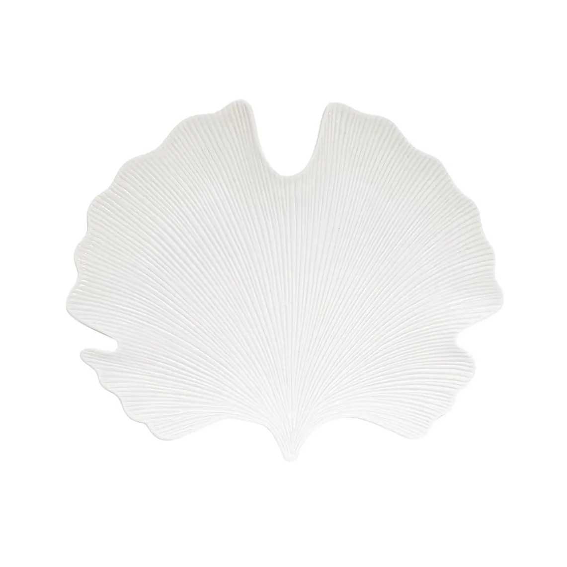 Feuille en porcelaine en forme de ginko, 35×29 cm LEAVES WHITE