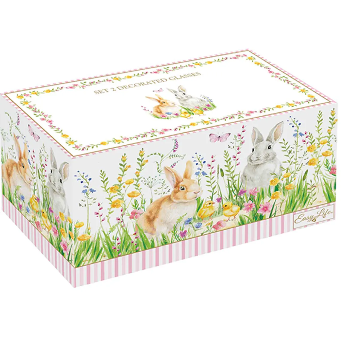 Lot de 2 béchers en verre de 500 ml dans une boîte de couleur HAPPY EASTER
