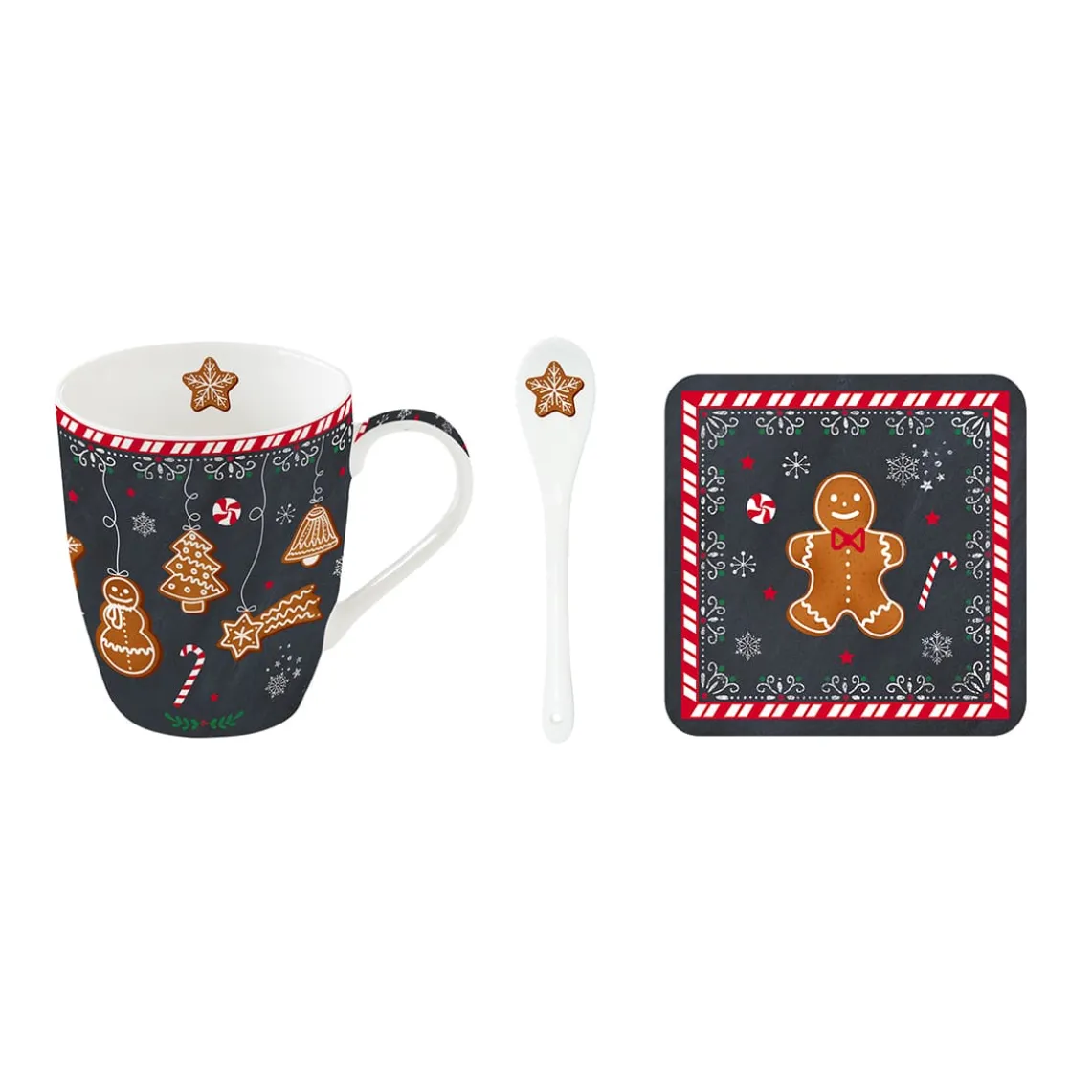 Mug avec cuillère et sous-verre GINGERBREAD