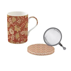 Mug et dessous de verre en porcelaine 350 ml FLEURS DES RÊVES