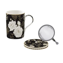 Mug et sous-verre avec infuseur ART DECO & FLOWERS