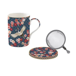 Mug et sous-verre en porcelaine avec infuseur, 350 ml OKINAWA