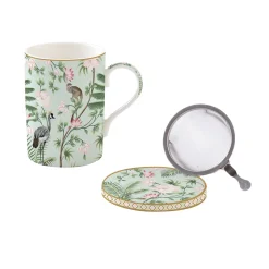 Mug et sous-verre en porcelaine avec infuseur 350 ml Wild TROPICAL