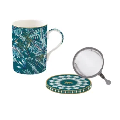 Mug et sous-verre en porcelaine avec infuseur 350 ml Atmosphere JUNGLE