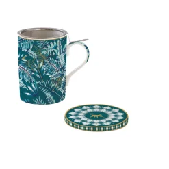 Mug et sous-verre en porcelaine avec infuseur 350 ml Atmosphere JUNGLE