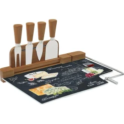 Planche à fromage avec fil et 4 couteaux à fromage WORLD OF CHEESE