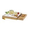 Planche à fromage en bambou avec plateau en verre et couteaux LES FROMAGES