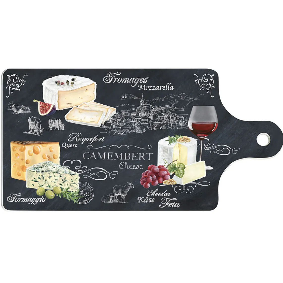 Planche à fromage rectangulaire WORLD OF CHEESE