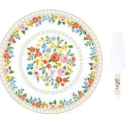 Plat à gâteau avec pelle BOHO FLOWERS