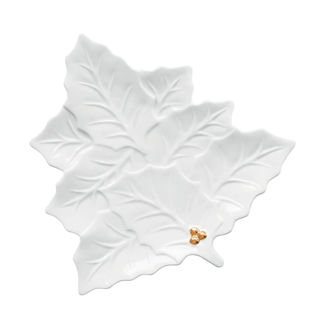 Plat de service de 30×30 cm HOLLY & BERRIES WHITE
