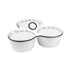 Plateau apéritif 20,5×17 cm avec 3 bols en porcelaine HERBARIUM