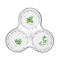 Plateau apéritif 20,5×17 cm avec 3 bols en porcelaine HERBARIUM