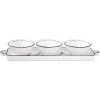 Plateau apéritif 37×10 cm avec 3 bols en porcelaine Ø 10 cm HERBARIUM
